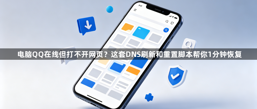 电脑QQ在线但打不开网页?这套DNS刷新和重置脚本帮你1分钟恢复1